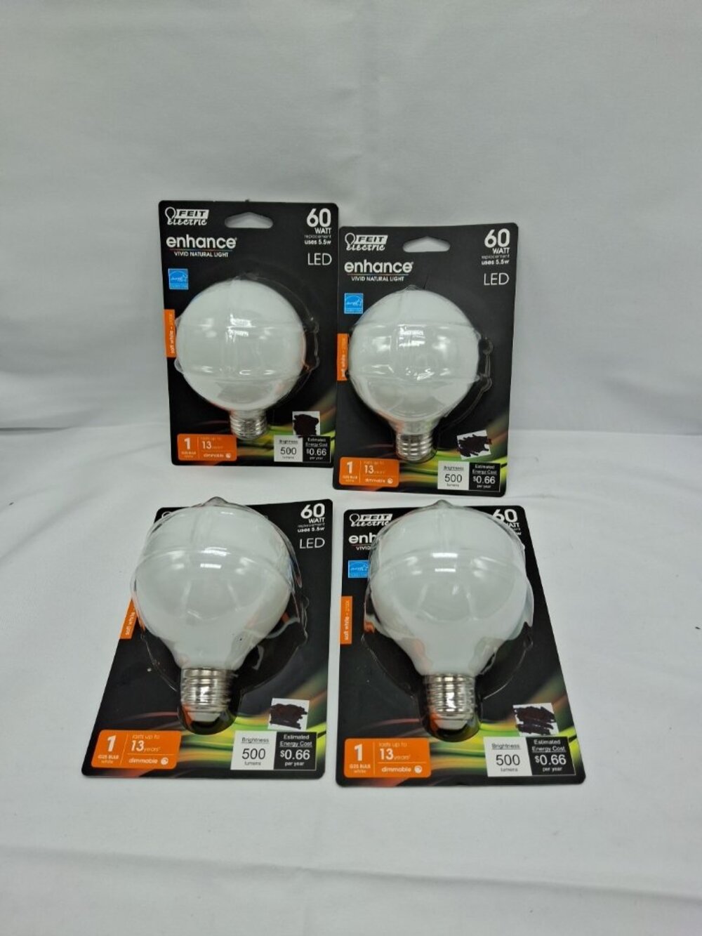 4 Feit Electric BPG2560W/927CA/FIL LED Bulb, Globe, G25 Lamp, 60 W Equiva. E26